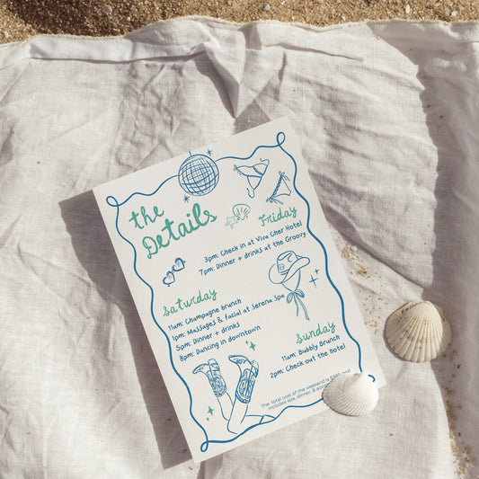 Coastal Cowgirl Bachelorette Weekend Itinerary (Canva Template)