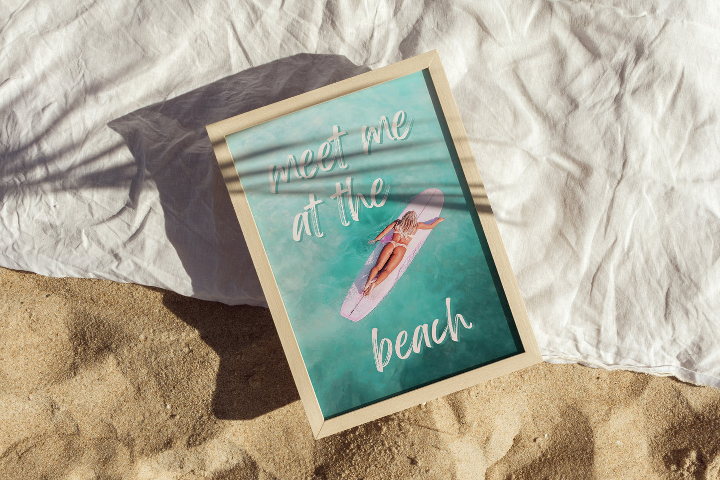 Meet me at tbe beach Poster, Coastal Cowgirl Wall art, Surfing Print