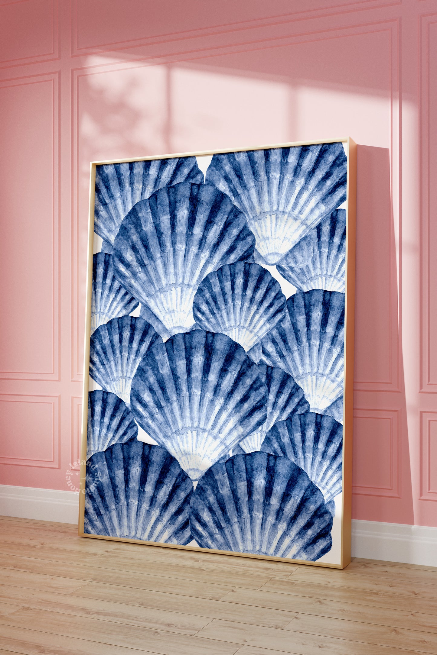 coastal wall art, beach home decor, seashell art print, ocean wall decor, blue beach print, nautical shell art, beach bathroom art, seaside decor, ocean themed art, coastal shell art, beach house print, blue coastal print, sea life wall art