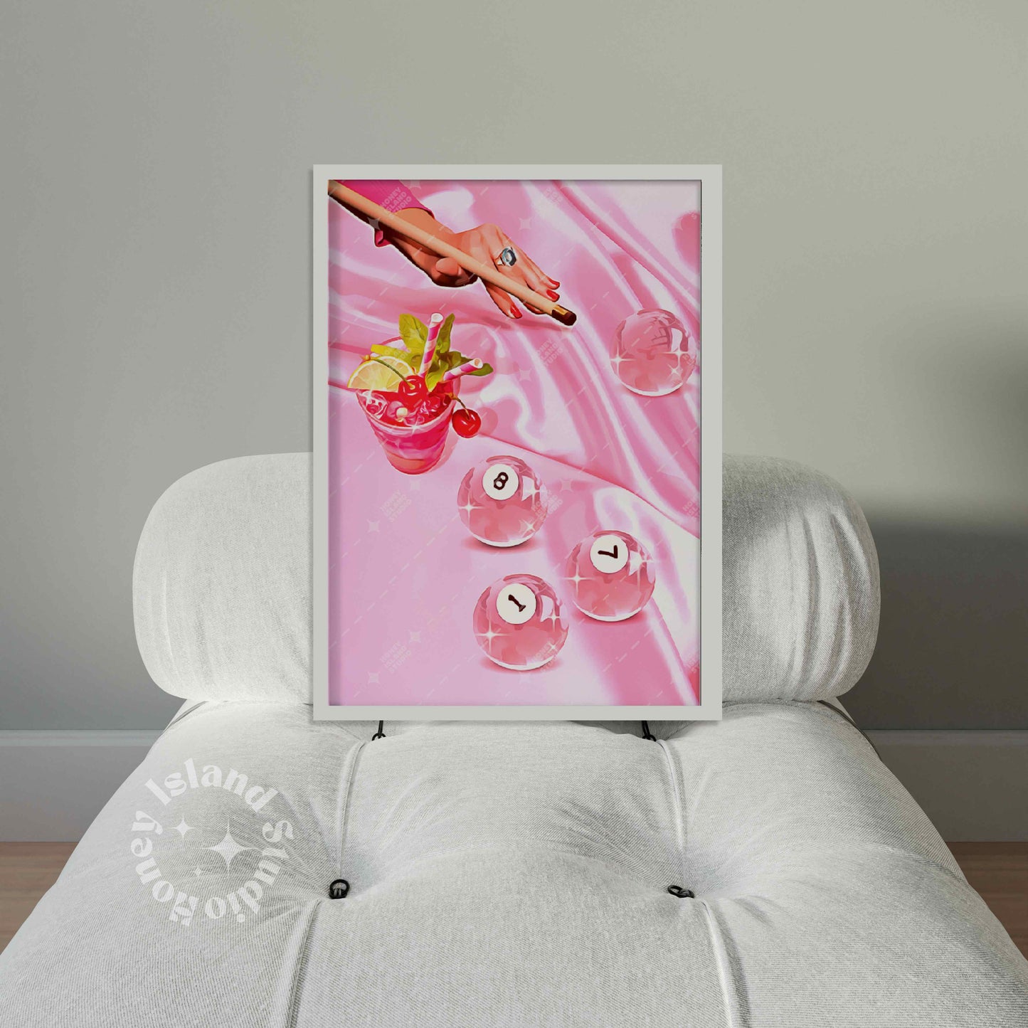 Retro Billiards Print – Pink Pool Playing Ball 8 Wall Art