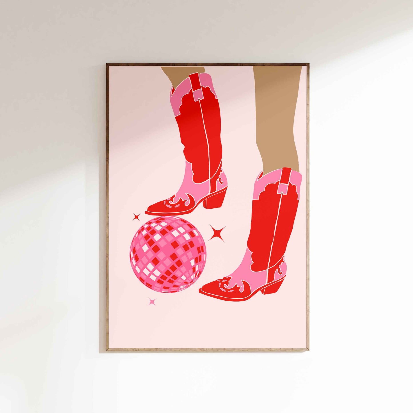 Disco Cowgirl Boots Poster - Pink/Red