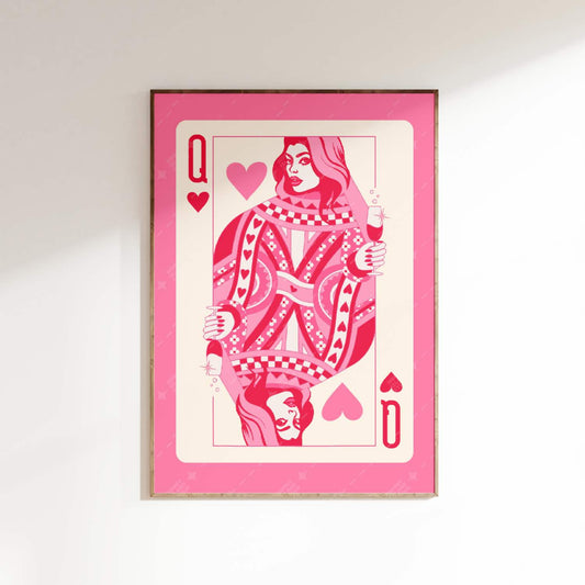 Queen of Hearts Champagne Poster - Pink