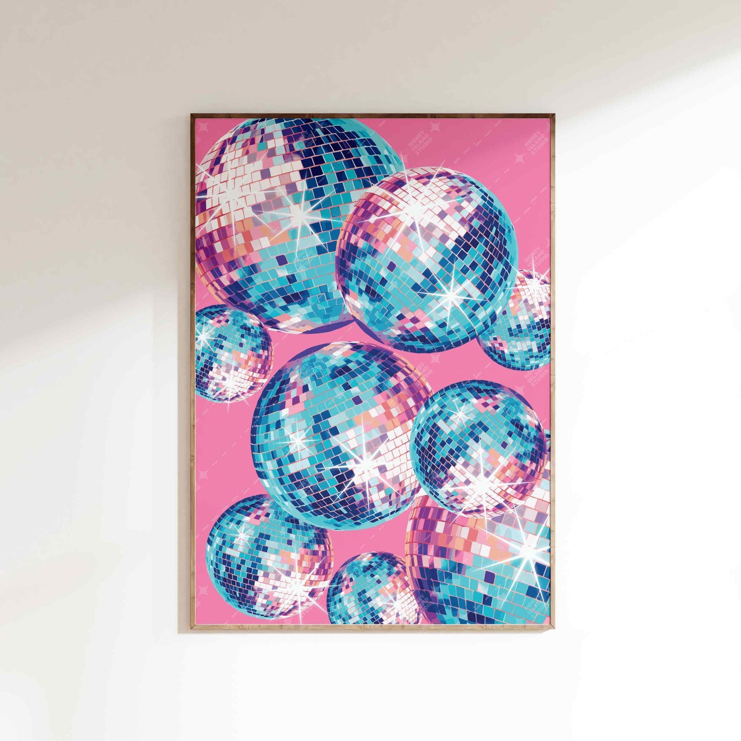 Shining Disco Ball Poster - Pink/Blue