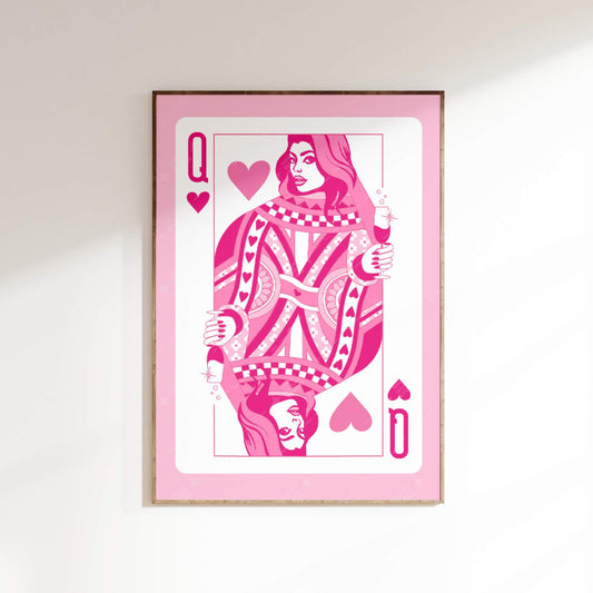 Queen Of hearts Champagne Poster Pink