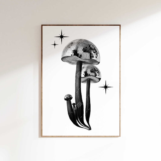 Disco Mushroom Poster Back/White
