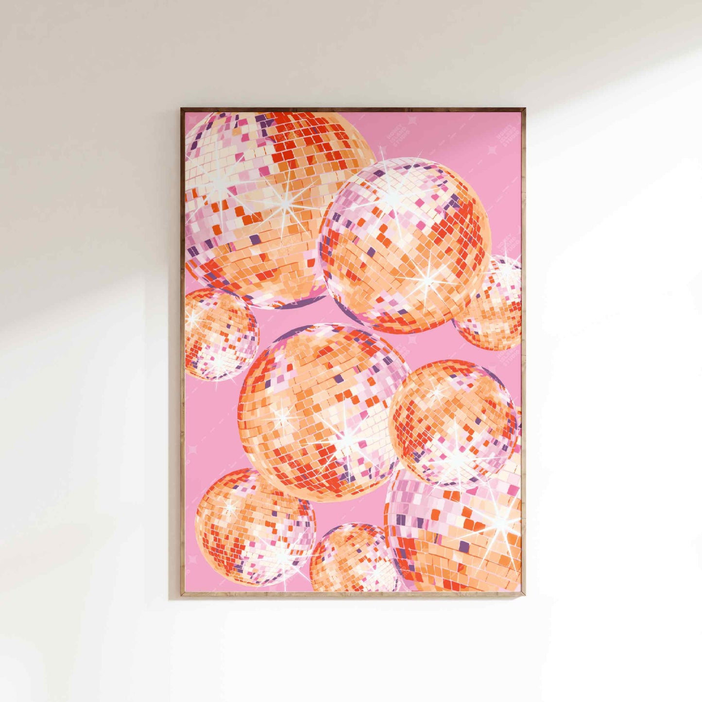 Shining Disco Ball Poster - Pink/Orange