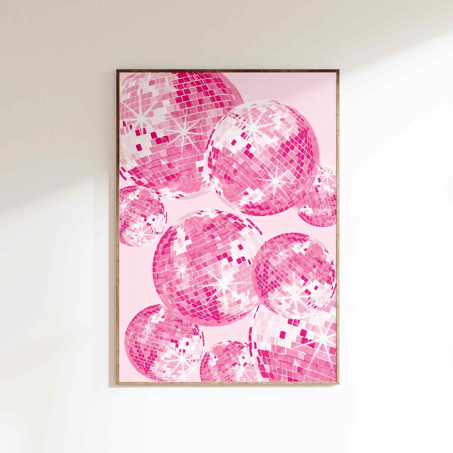 Shining Disco Ball Poster - Pink/White