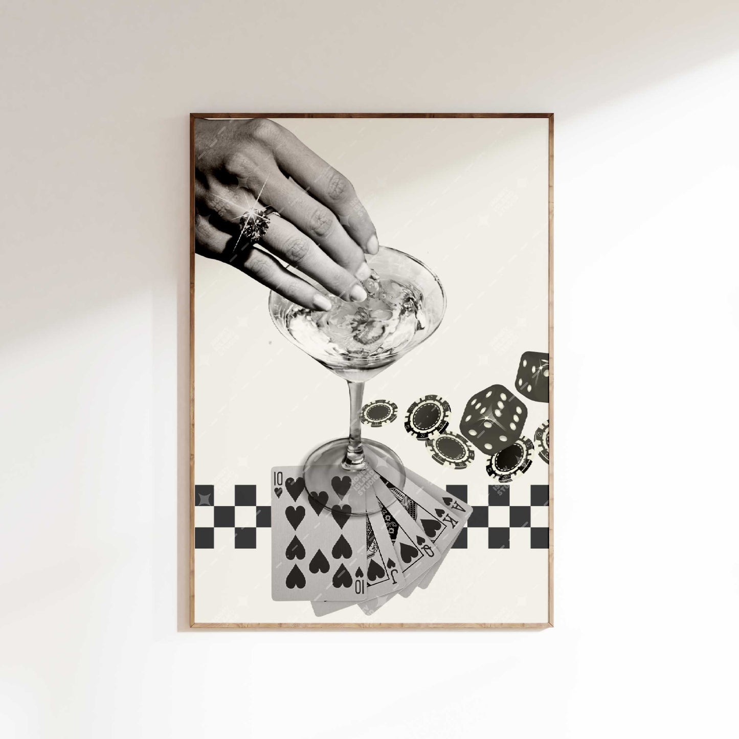 Retro Playing Cards Poster Black/Off-white