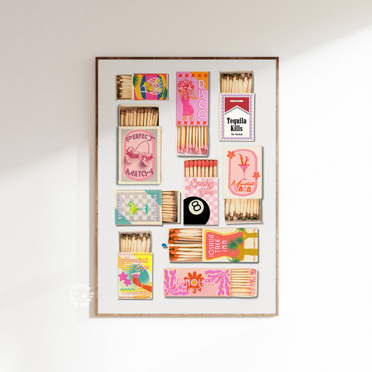 Vintage Matchbox Poster - Pink