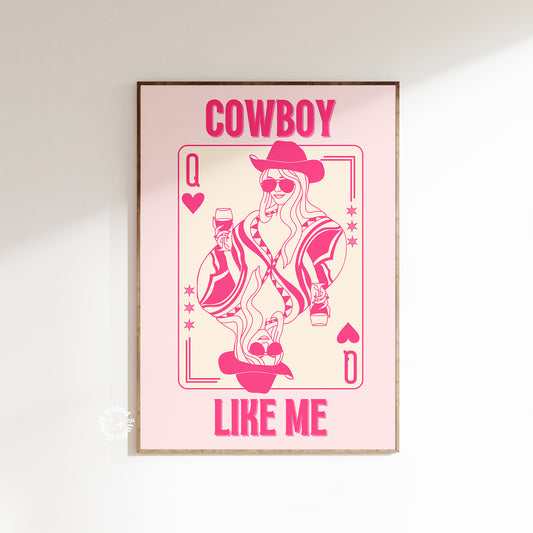 Taylor Cowboy Like Me, Queen Of Hearts Card Pink - Poster