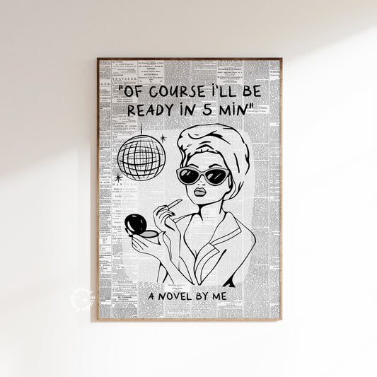 Newspapers Disco Bathroom Matte Paper Poster - Black/White