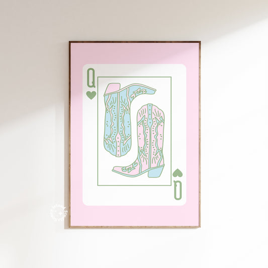 Cowgirl Queen Matte Paper Poster - Pink/Sage