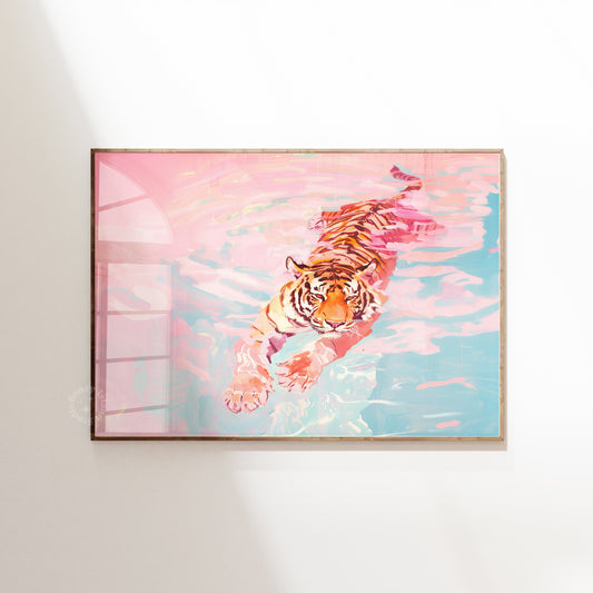 Tiger Swimming Poster - Landscape