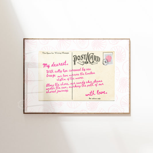 Postcard Coastal Love Letter Pink Poster