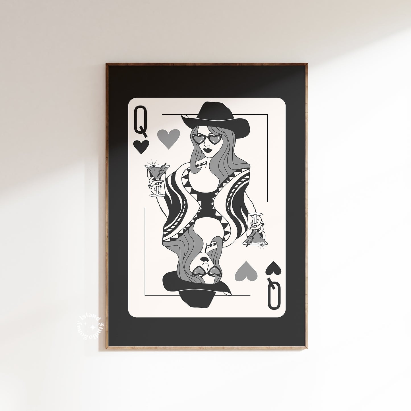 Queen of Hearts Cowgirl Matte Paper Poster - Black