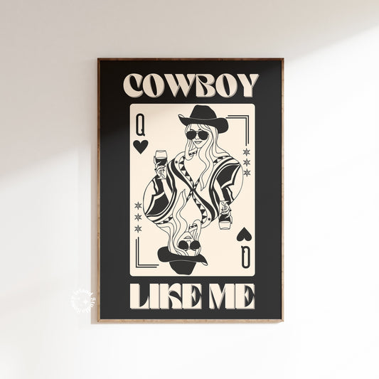 cowboy like me wall art, matte poster, taylor music posters prints