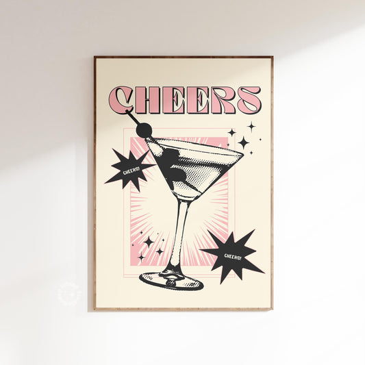 Cheers Retro Martini Poster
