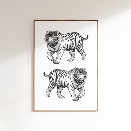 Preppy Tiger Print Black White Poster