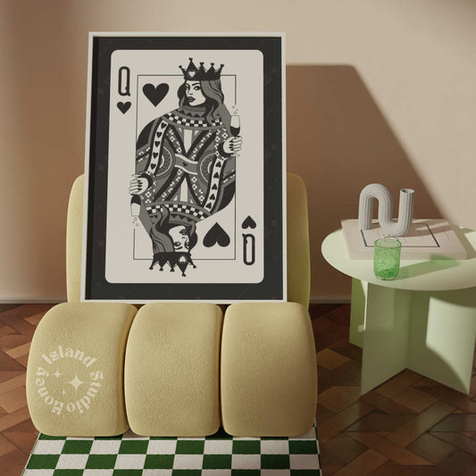 Queen of Hearts Champagne Poster - Black