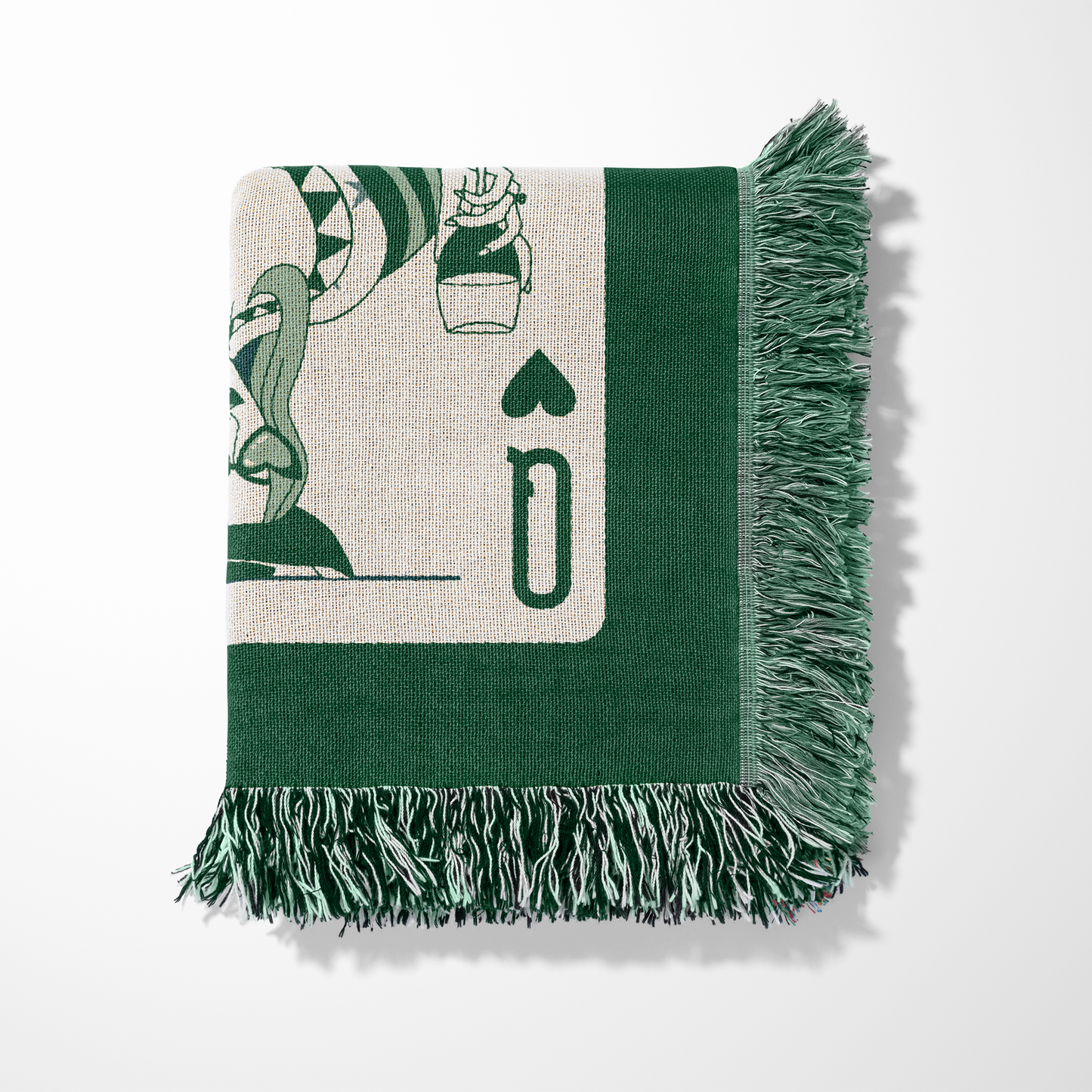 Cowgirl Queen Of Hearts Green Woven Blanket