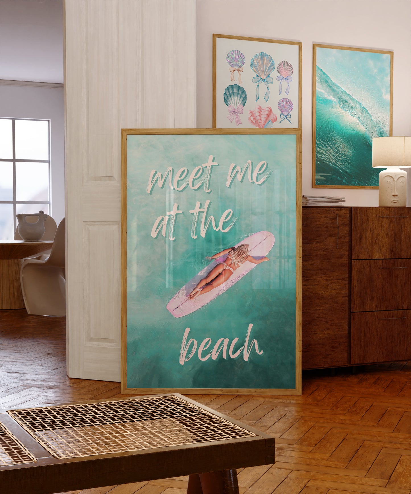 Meet me at tbe beach Poster, Coastal Cowgirl Wall art, Surfing Print