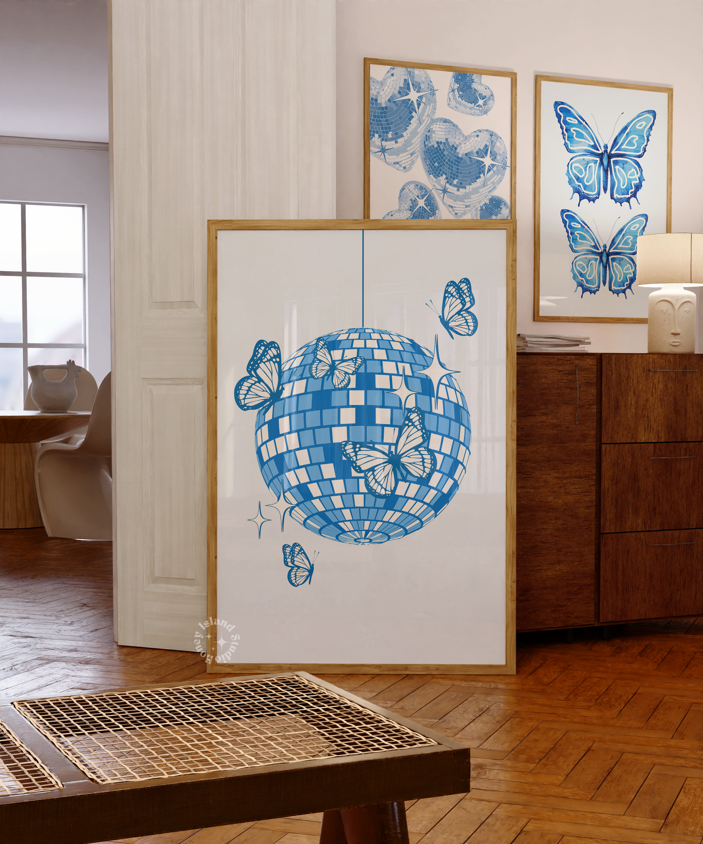 Disco butterfly poster - Blue