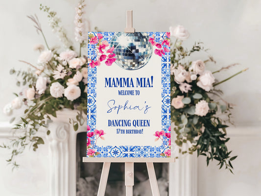 Mamma Mia Birthday Welcome Sign (Canva Template)