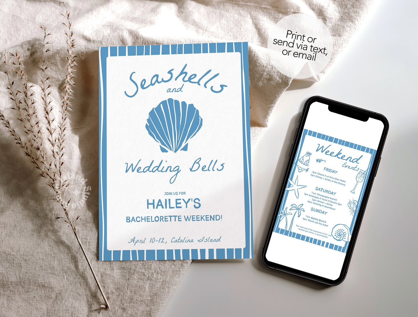 Seashells and Wedding Bells Invite (Canva Template)