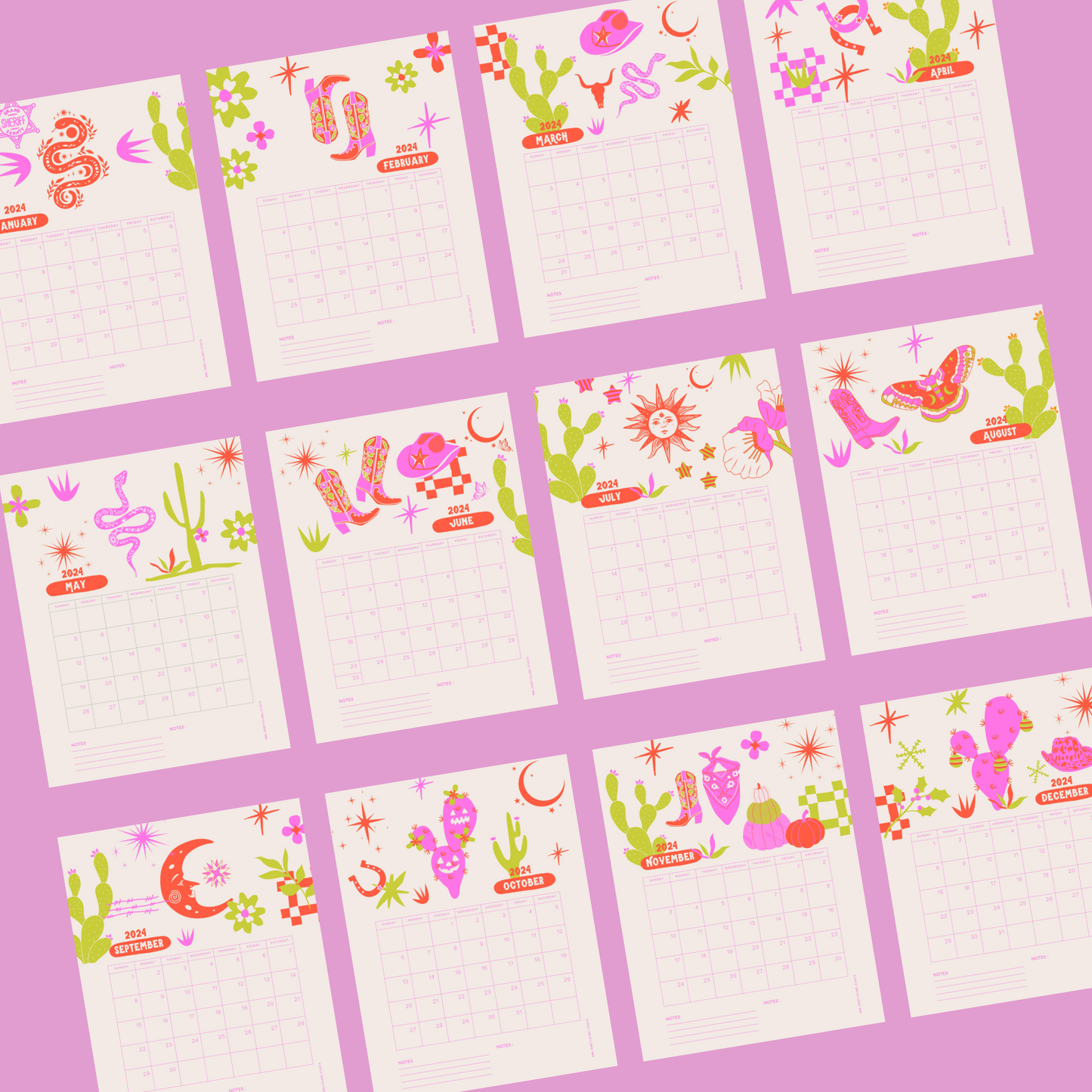2024 Calendar Daily Planner Cowgirl