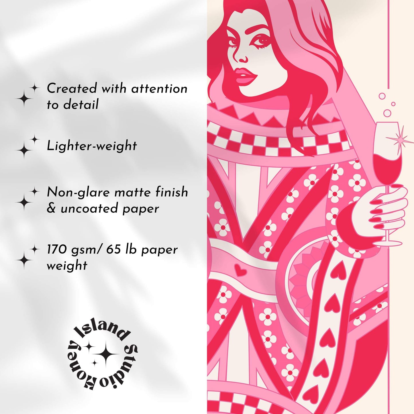 Queen of Hearts Champagne Poster - Pink
