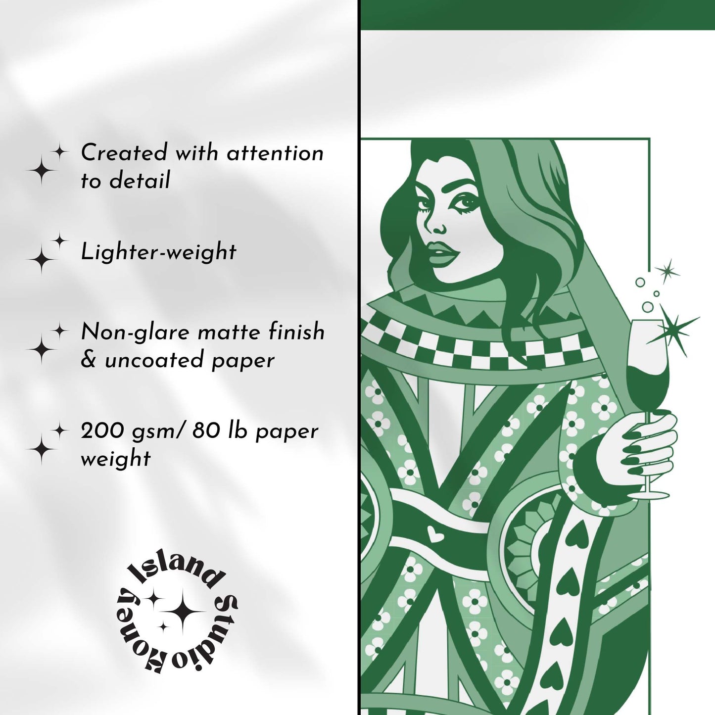 Queen of Hearts Champagne Poster - Green