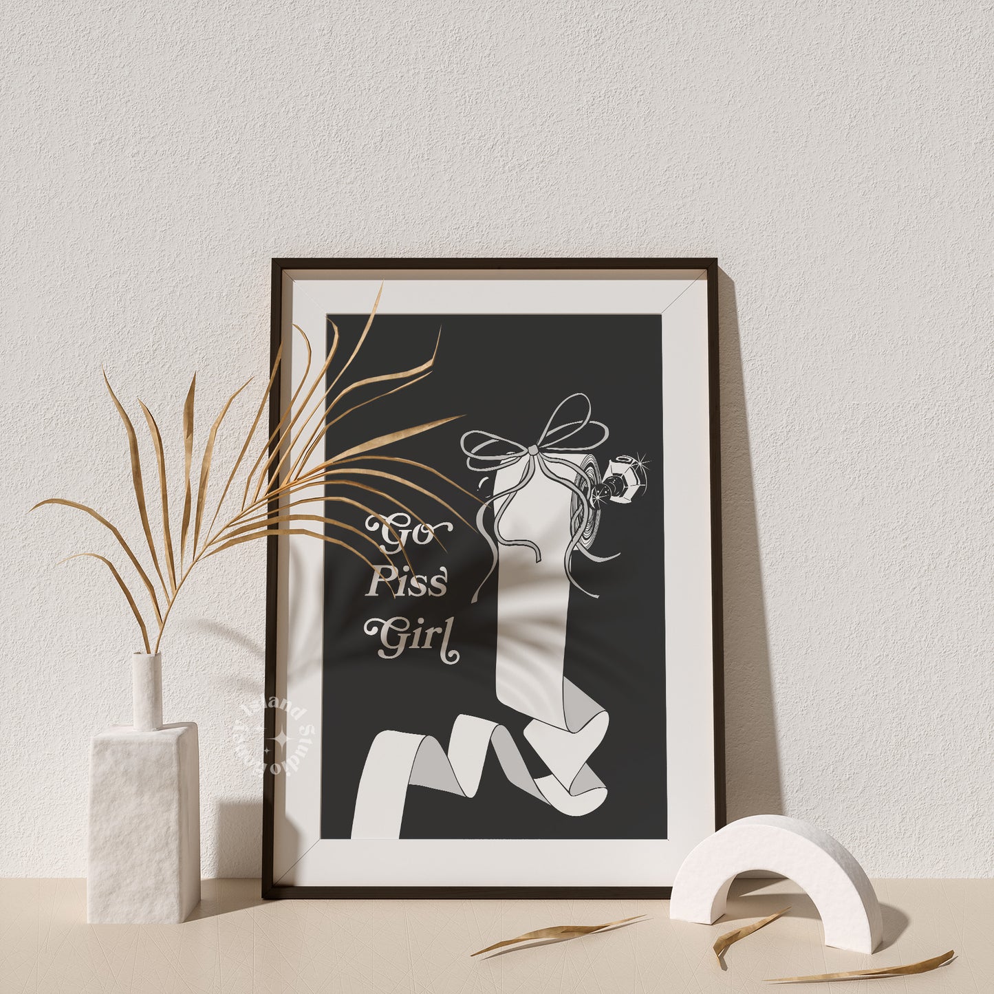Go Piss Girl Coquette Bathroom Print - Black