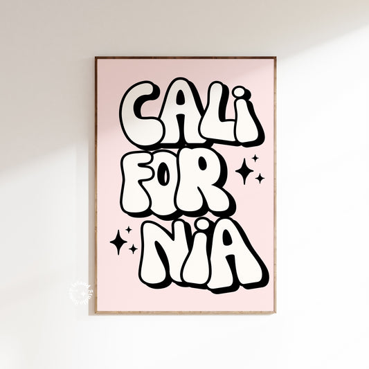 Groovy retro poster with 'I Love You California' design – perfect for trendy dorm decor or funky home vibes