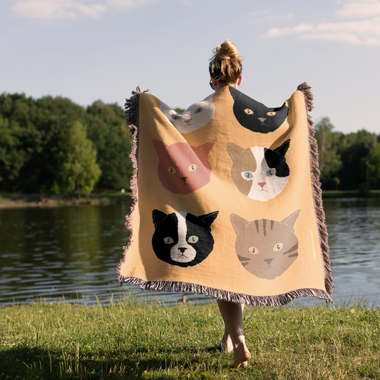 Cat Kittens Cotton Woven Blanket