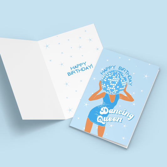 Mama Mia Dancing Queen Birthday Card, Pack of 10 Greeting Cards - Blue