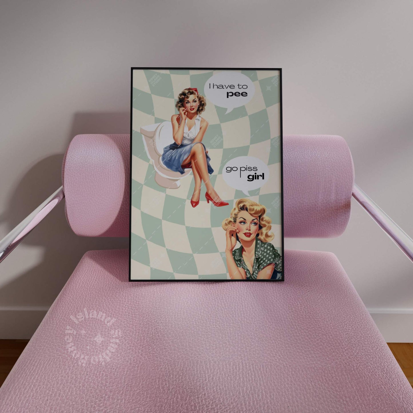 Go Piss Girl Green Bathroom Poster