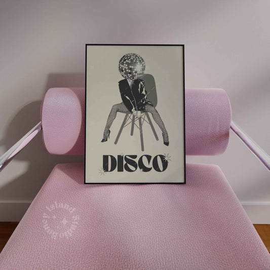 Disco Girl Poster - Black/Beige