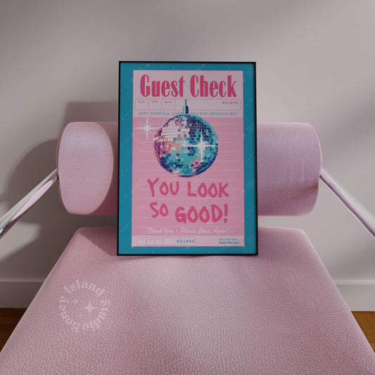 Guest Check Disco Poster Pink-Blue