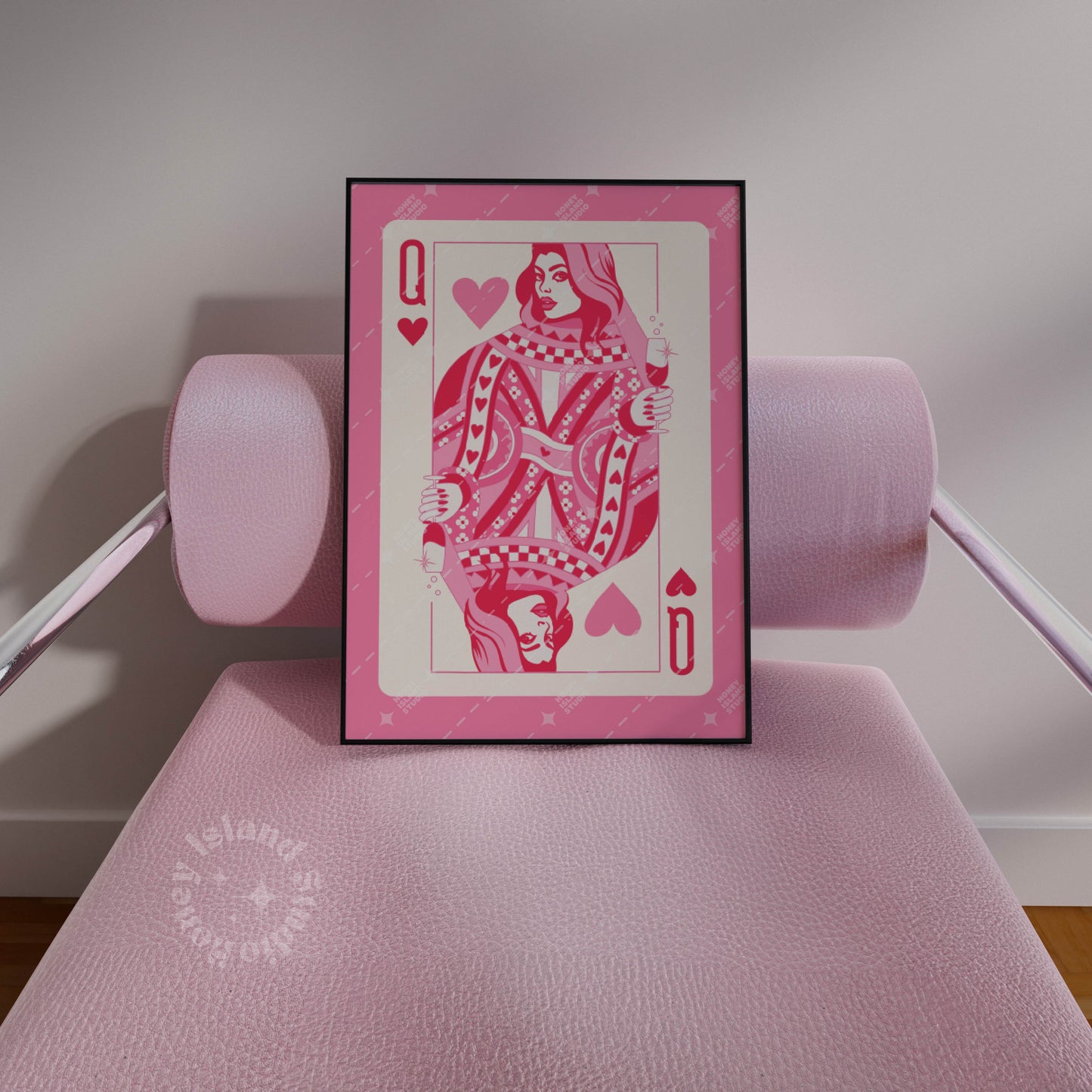Queen of Hearts Champagne Poster - Pink