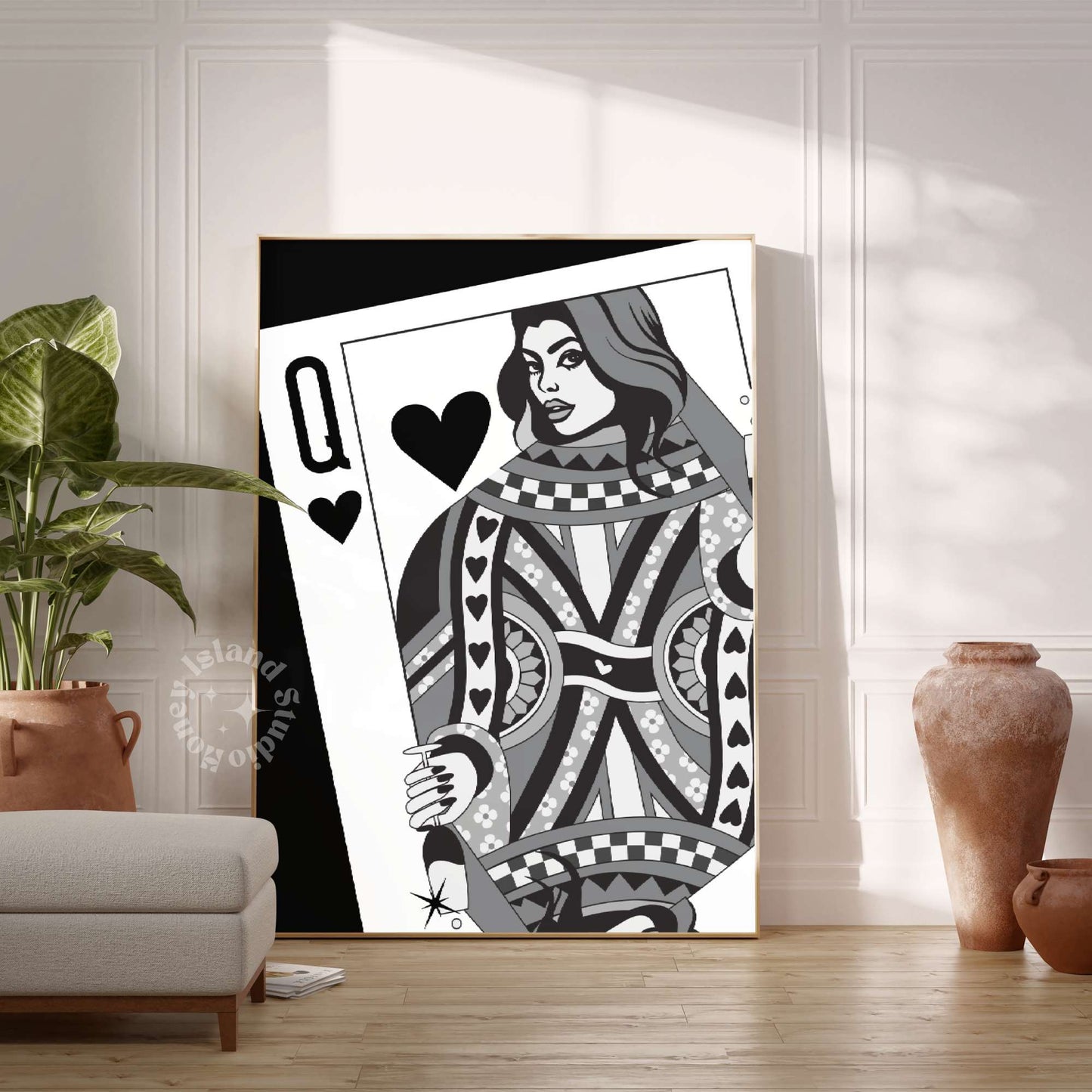 Queen of Hearts Champagne Poster Black