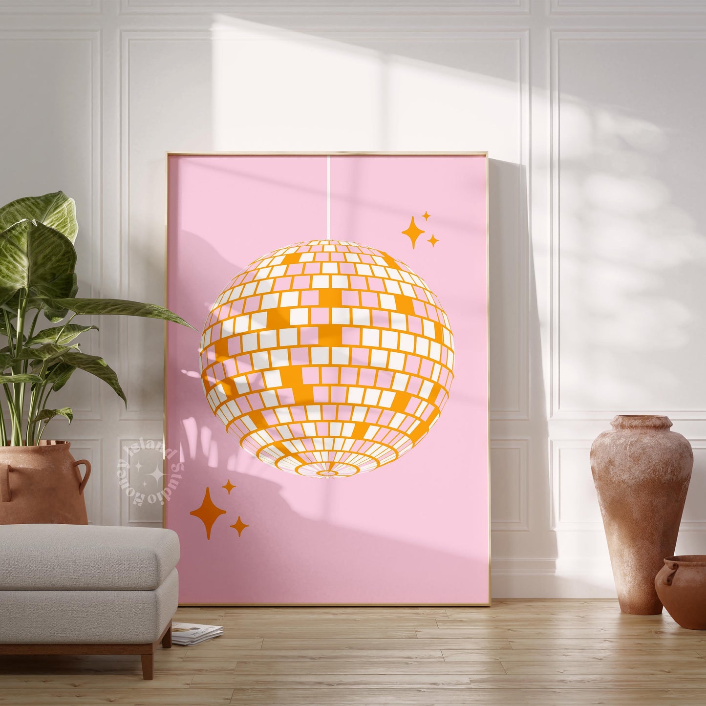 Disco Ball Pink Orange Poster