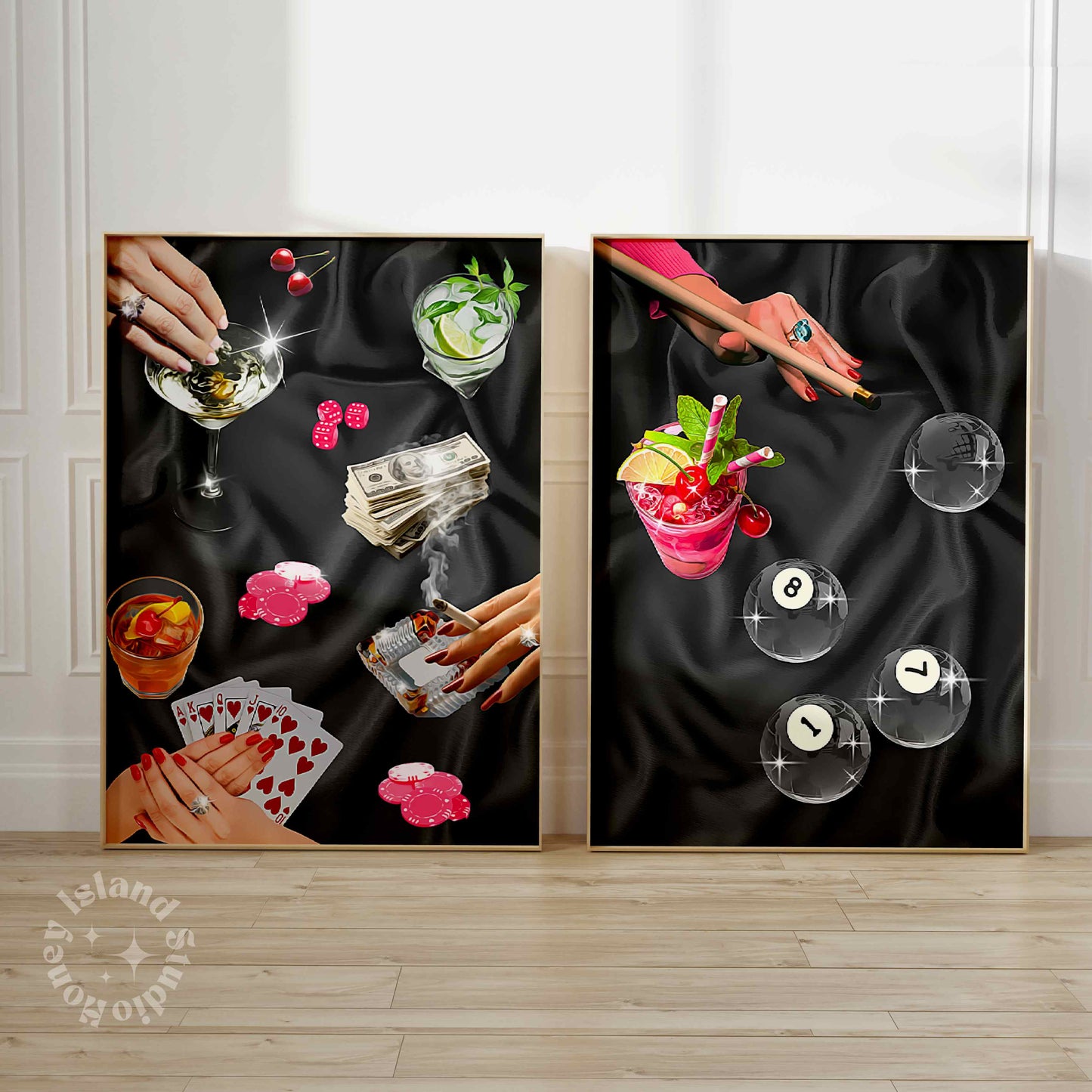 Retro Billiards Print – Black Pool Playing Ball 8 Wall Art