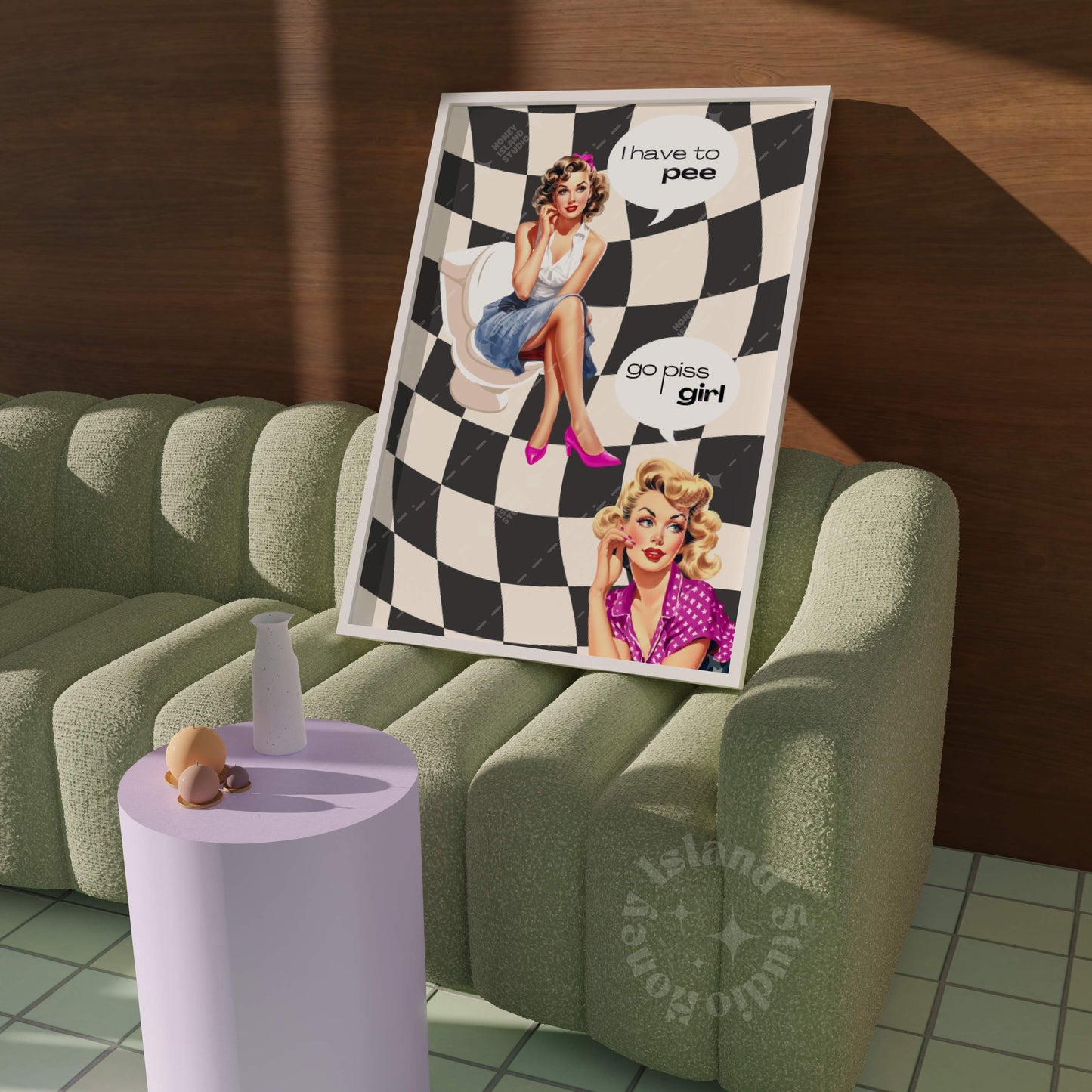 Go Piss Girl Black Bathroom Poster