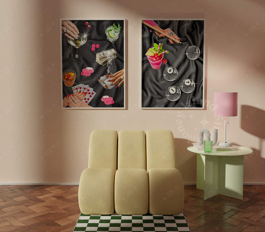 Poker Night + Billiards Black Set of 2 Bundle