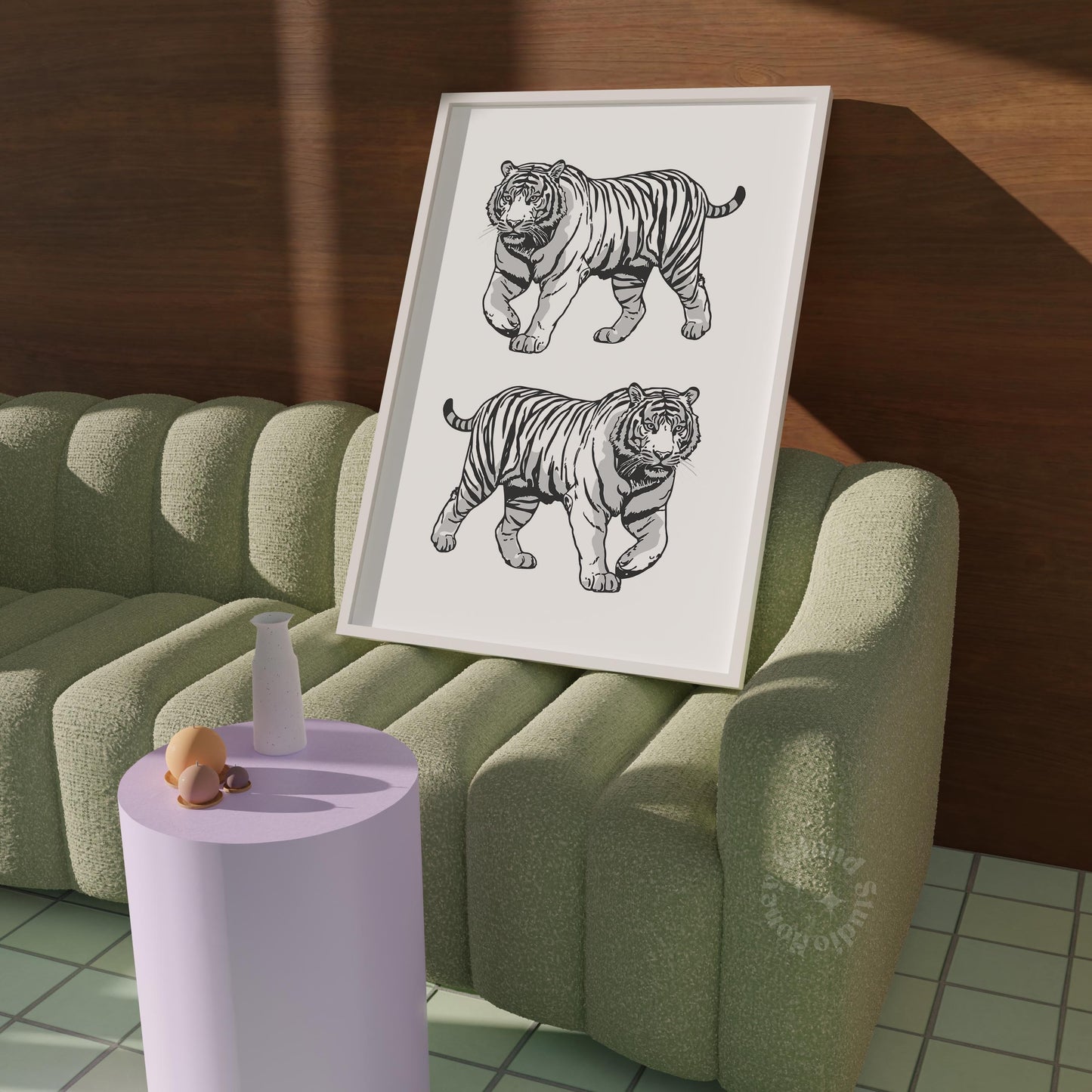 Preppy Tiger Print Black White Poster