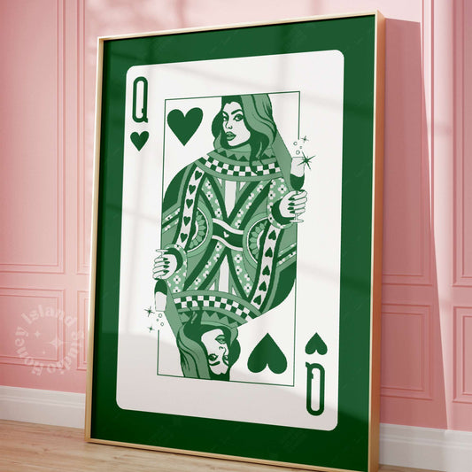 Queen of Hearts Champagne Poster - Green
