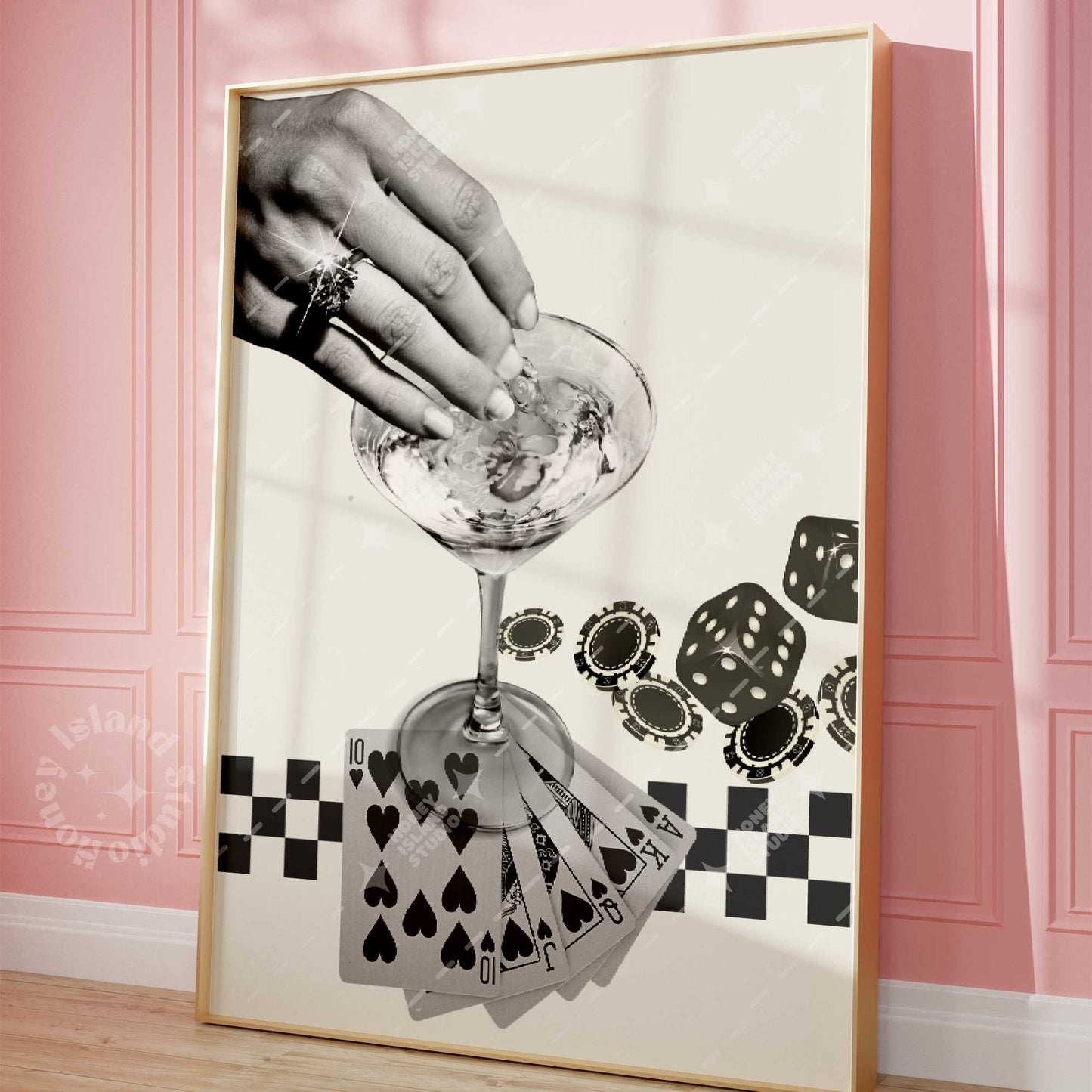 Retro Playing Cards Poster Black/Off-white