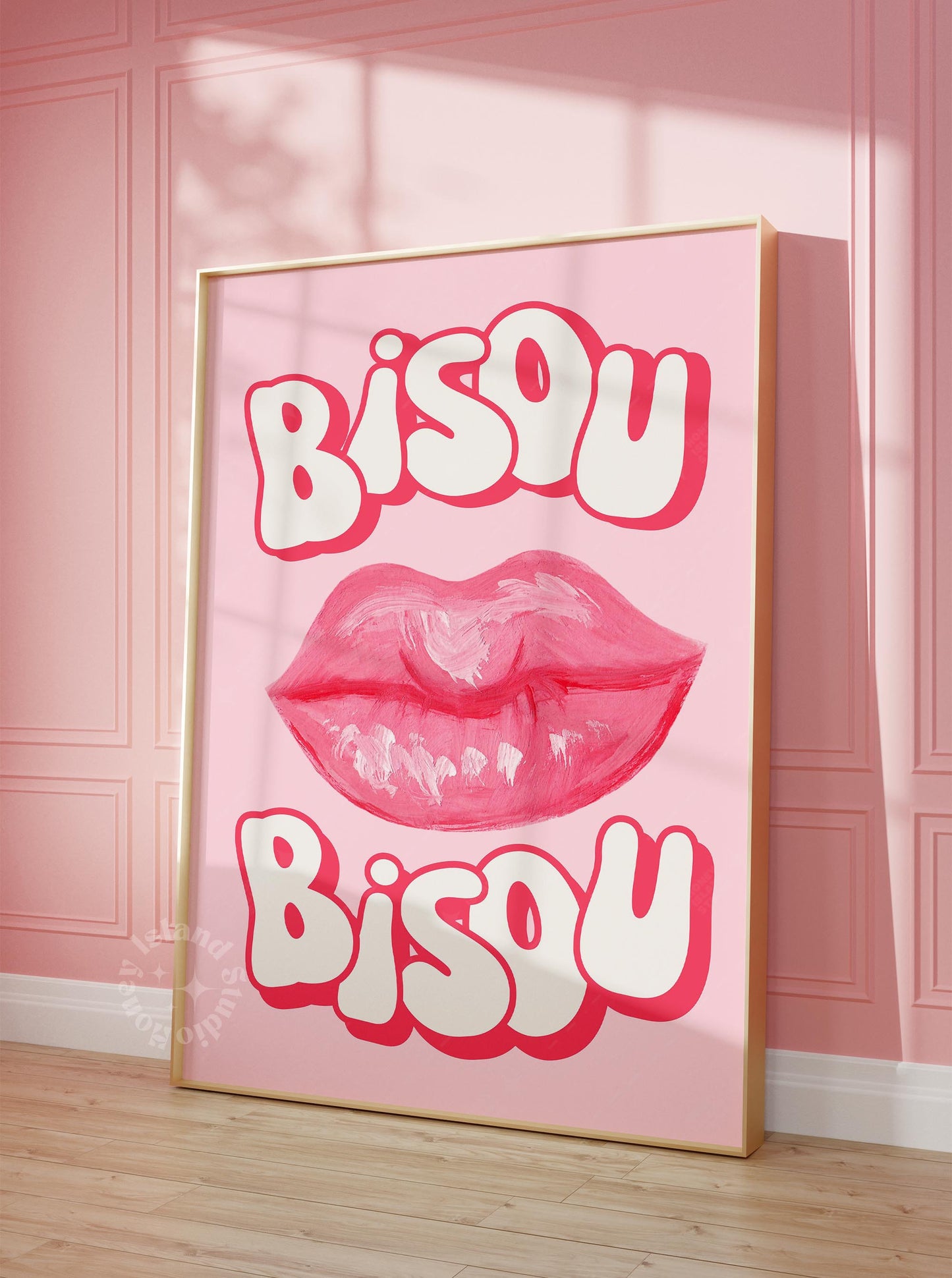 Bisou Bisou Pink Kiss Preppy Poster