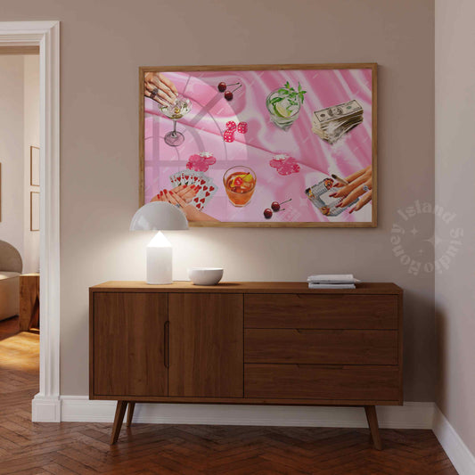 Poker Night Poster - Pink Landscape