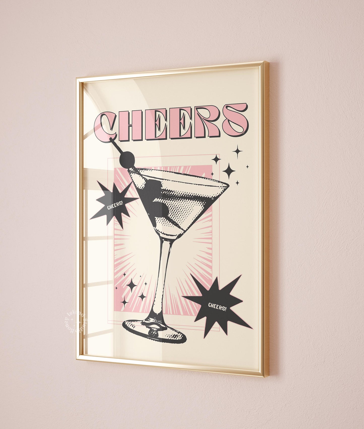 Cheers Retro Martini Poster